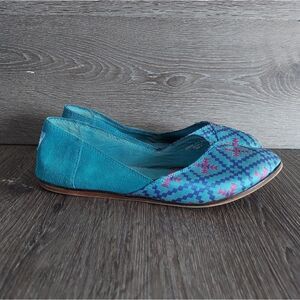 Toms Women's Jutti Flats in Algiers Blue Boho Size 6.5